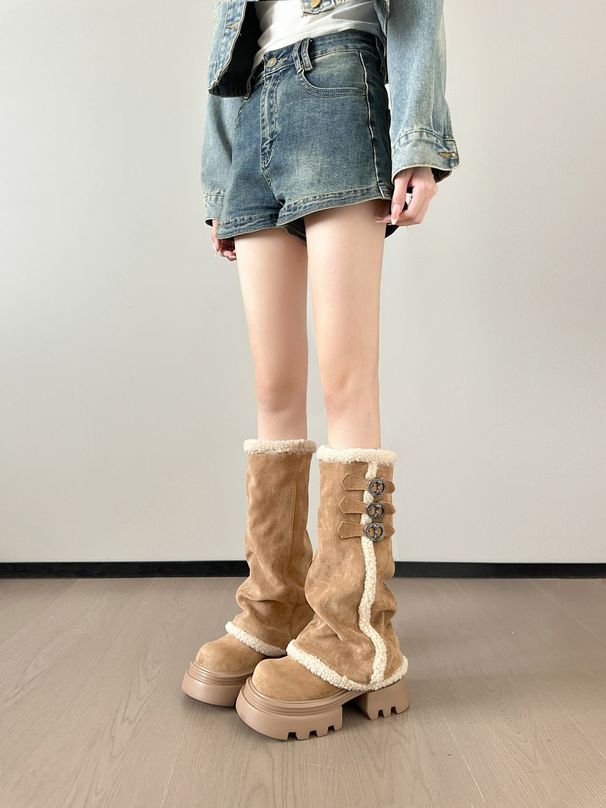 2025 Winter New Arrival Thick Soled Fleece-lined Thick Round Toe Snow Boots_vogvips.com
