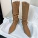 French Style Internal Height Increase Pleated Slouch For Women 2025 Autumn Winter New Pointed Toe Mid-Calf Over-the-Knee_vogvips.com
