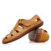 Summer Breathable Outdoor Hollow Out Leather Baotou Soft Sole Cowhide Men's Sandals_vogvips.com