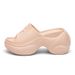 Cross Flower Thick Sole Slippers For Women Summer Outdoor 2024 Spring New Black 9cm Height Increasing One-Strap High_vogvips.com