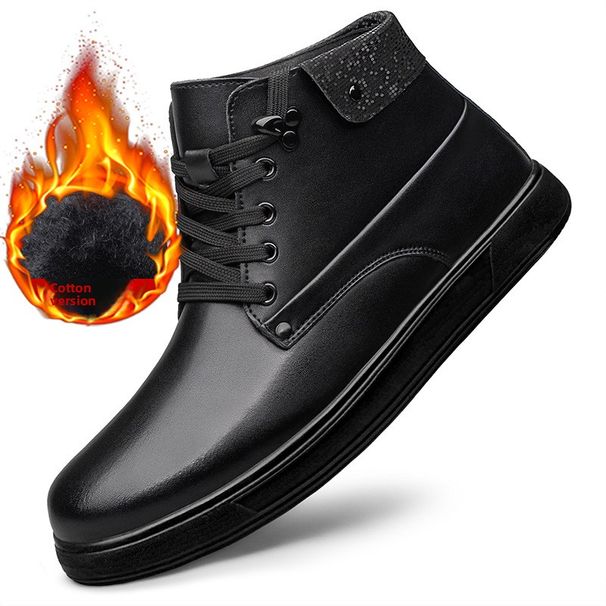 First Layer Cowhide Martin Boots Men's Genuine Leather High-top Casual Board Shoes Thick-soled Velvet Thermal Cotton Boots Medium Tube_vogvips.com