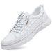 New Genuine Leather White Low-top Fashionable Young Sports Casual Men's Sneakers, Same Style As Seen On Live Broadcasts_vogvips.com