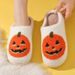 Winter Skull Print Halloween Plush Lined Warm Toe-Covering Unisex Shoes Fleece-Lined Home Indoor Cotton Slippers_vogvips.com