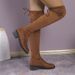 Over-the-Knee For New Plus Women's Suede High Heels Size 43 Back Lace-up Long Boots Women_vogvips.com