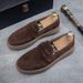 Step On Men's Summer 2025 New Black Frosted Leather Men Lazy Driving Casual Bean Shoes Soft Sole_vogvips.com