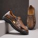 Fashion Men's Retro Casual Leather Vintage Sandals Comfortable Outdoor Walking Shoes Beach Flats Hollow Out Man Sneakers_vogvips.com