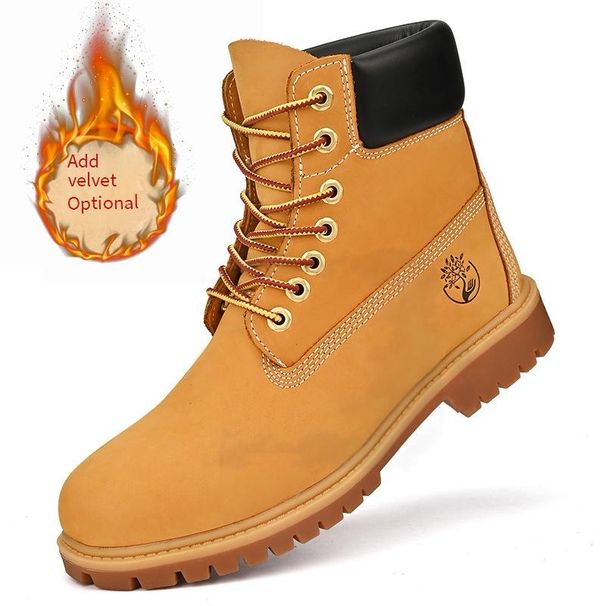Unisex Durable Leather Work Boots, Waterproof High-Top Martin Boots For Men & Women, Comfortable & Breathable Winter Snow Boots_vogvips.com