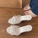 Slip-on Fairy Style Round Toe Open Toe Lace One-line Slippers Women's Summer Bows Thin Heel High Heel Slippers Women_vogvips.com