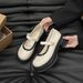 Spring And Summer Thin Japanese Jk Niche Design Pure Lace Lace Light Mouth Pearl Buckle Loafers Women_vogvips.com