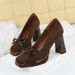 Korean Version Square Toe Platform High Heels, Suede Bow Decorated Women's Shoes, Shallow Mouth, Ultra-high Heel Single Shoes_vogvips.com