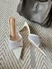 Women's White Crystal Mesh Pointed Toe Stiletto Heel Slides,White Suede Crystal Pointed Toe Stiletto Slides For Party Wedding_vogvips.com