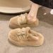Niche Design Bag Head Fluffy Slippers For Women's Autumn And Winter Wear 2025 New Home Furnishing Piled Thick-soled Cotton Slippers For Women_vogvips.com