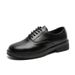 Leather Shoes Men's Autumn Breathable Trendy Shoes Versatile Trendy Brand British Thick Soled Casual Black Anti Slip Square Toe Leather Shoes_vogvips.com