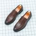 New Fashion Men's British Black Business Casual Loafer Shoes Daily Driving Office Leather Shoes One Foot Pedal Lazy Brown Banquet Dress Wedding Men's_vogvips.com