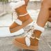 Women's Shoes Winter New Style Retro Fur Lined Warm Snow Boots For Women, Thick Sole, Fleece Lined, Extra Thick, Non Slip Cotton Shoes_vogvips.com