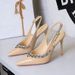Elegant Women's High Heel Dress Shoes With Rhinestone Straps - Pointed Toe Stiletto Pumps For Parties & Evening Events (Colors: Red/Black/Nude)_vogvips.com