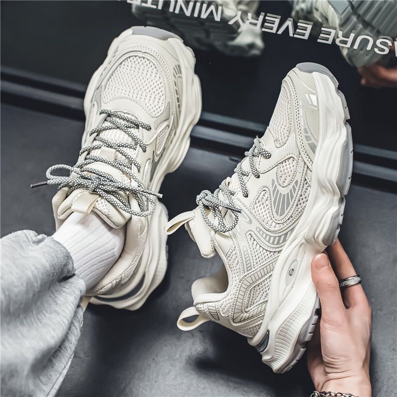 2025 Spring Men's Shoes New Breathable Mesh Shoes Men's Trendy All Match Thick Soled Sports Shoes Casual Daddy Shoes Men_vogvips.com