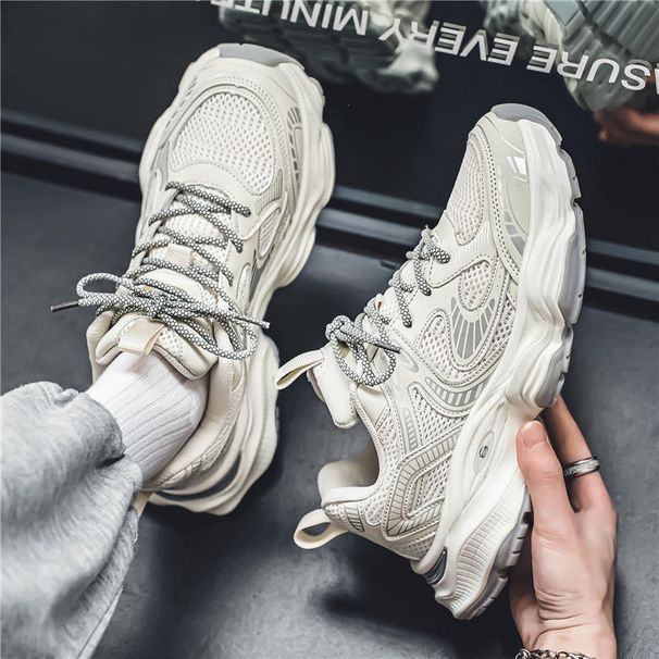2025 Spring Men's Shoes New Breathable Mesh Shoes Men's Trendy All Match Thick Soled Sports Shoes Casual Daddy Shoes Men_vogvips.com