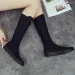 Womens Black Canvas Shock Absorbing Knee High Boots With Side Zipper And Laces_vogvips.com