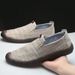 Cloth Linen 2025 Spring Leisure Lightweight Cow Muscle Soft Sole Online Driving And Walking Breathable Men's Shoes_vogvips.com