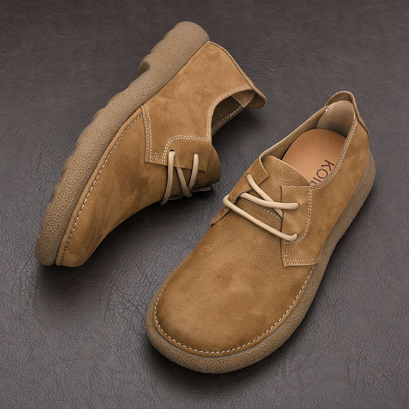 LIHUAMAO Cow Men‘ Shoes Wide-toe Leather Shoes Casual Sneakers Outdoor Hiking Work Lace Up Sport Footwear Walking_vogvips.com