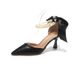 Women's French Style Elegant High Heels Pointed Toe Hollow Pearl Chain Bow Stiletto Pumps White Wedding Shoes Chunky Heel Plus Size_vogvips.com