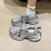 silver Women's Dad 2024 New Spring And Autumn Versatile Casual Sneakers Popular Height-Increasing Running Shoes_vogvips.com