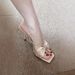 2024 Summer New Square Toe Apricot Rhinestone One-Strap Sandals For Women, High Heel Stiletto Half Slippers_vogvips.com