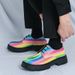 Women's Shoes Brogue Patent Leather British Style Of Social Nightclub Fashion Personality Heightening Casual Trendy Men's Gold Leather Shoes Rainbow_vogvips.com