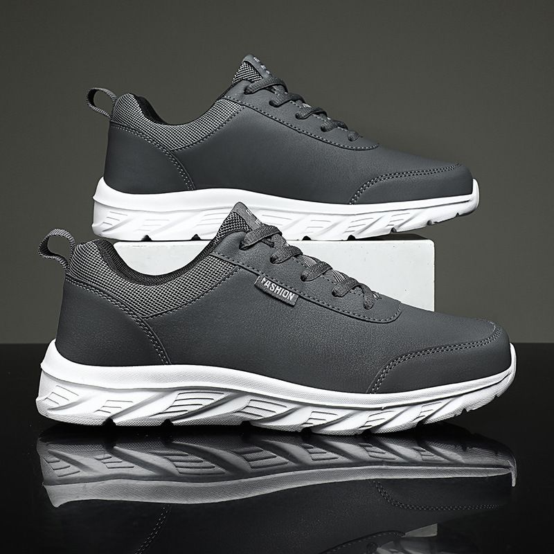 Autumn Men's Travel Sports Leather Surface Low Cut Lace Up Trendy Youth Board Casual Running Shoes_vogvips.com