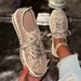 Handmade Summer Casual Women's Shoes With Rhinestones, Chunky Platform, Glitter & Lace-Up Design – Fashionable Round-Toe Slip-Ons_vogvips.com