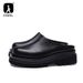 Luxury Platform Man Half Slippers With Heels Genuine Leather 2024 Summer Wedding Business Social Shoes Outside Sandals_vogvips.com