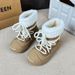 Snow Boots Women's Star Medium Boots Of The Same Style, Plush Warm Lace-up Big-headed Fluffy Boots_vogvips.com