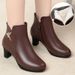 Mom Veratile Fleece-lined Short Boot Warm For Middle-aged And Elderly Women Autumn Winter Women' Mid-heel Cotton_vogvips.com