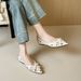 French Bow Rivet Pointed Single Shoes Women's Summer Skirt Temperament Flat-bottomed Ladyshoes_vogvips.com