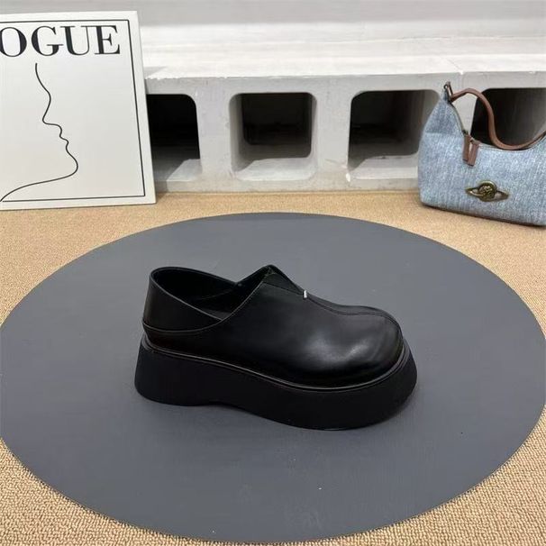 Retro Soft Leather Thick-Soled JK Women's Shoes 2025 Spring New Versatile British Style Round-Toe Casual Loafers_vogvips.com