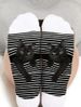 New black and white striped animal cat print plus-size men's and women's mid-tube socks_vogvips.com