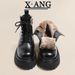 Fleece-Lined Thickened Snow For Women, Warm Large Cotton Shoes, 2025 Autumn And Winter New Thick-Soled Height-Increasing_vogvips.com
