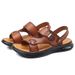 Summer Trendy Beach Casual Oversized Leather Sandals Men's Shoes 48 Size 47_vogvips.com