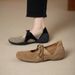 Matte Mary Jane Shoes Women, New Style, Thick-soled, Lace-up, Round-toed, Shallow-cut Single Shoes_vogvips.com