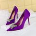 18249-K53 Korean Style Banquet Satin Shallow Mouth Pointed Toe Metal Rhinestone Bowknot Single Shoes Women High Heels_vogvips.com