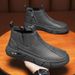 European Warm Series Slip-On Winter Fleece-Lined Warm Cotton Men's Waterproof Work Safety Leather Shoes Thick-Soled Non-Slip Martin Boots_vogvips.com
