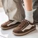 Men Mesh Patchwork Casual Sneakers, Slip‑On No‑Tie Lace Breathable Lightweight Flat Retro Walking Board Shoes_vogvips.com