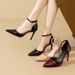 2025 Summer-Autumn Patent Leather Pointed Toe Closed-Toe Sandals For Women, Fashionable And Comfortable, With One-Strap_vogvips.com
