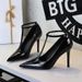 Pana Pattern Pointed High Heels Women's Thin Heels T-shaped Buckle Shallow Mouth Women's Shoes_vogvips.com