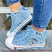 Women New Denim Flat-heel Round Toe Lace-up Skull Metal Decoration High-top Comfortable Fashion Classic Platform Casual_vogvips.com