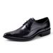 Men's cowhide leather formal single shoe business leather shoes pointed laser large size wedding shoes_vogvips.com