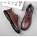 Inner Height Increase Cm Men's Casual Leather Shoes With Cotton Thermal Pattern Lace-up Hole Shoes Staff Shoes_vogvips.com