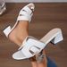 New Simple And Stylish Popular Foreign Trade Large Size 43 Square-toed Women's Slippers For Outdoor Wear, Solid Color_vogvips.com