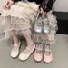 French Retro Ballet Silver Small Leather Shoes Women's Flats Soft Soles Comfortable Red Single Shoes Round Head Mary Jane Women's Shoes_vogvips.com